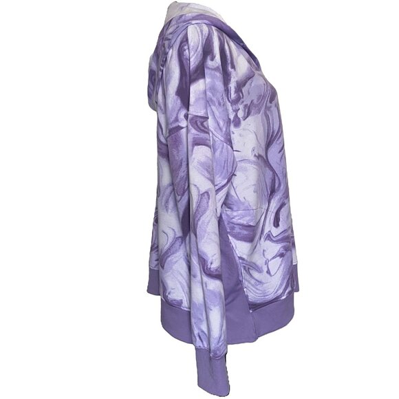 Cuddl Duds Women's Purple Marble Hoodie with rib trim - Picture 2 of 15